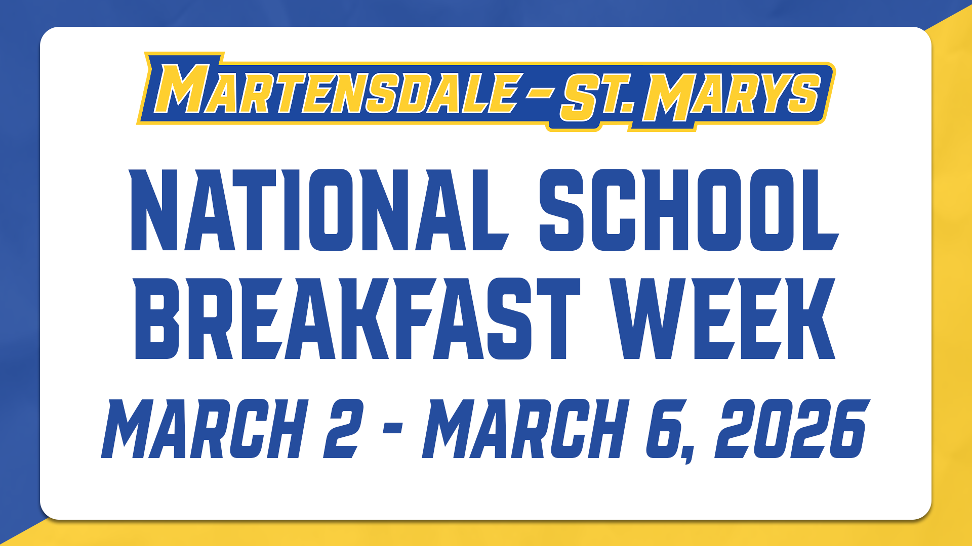 MSTM National School Breakfast Week: March 2–6